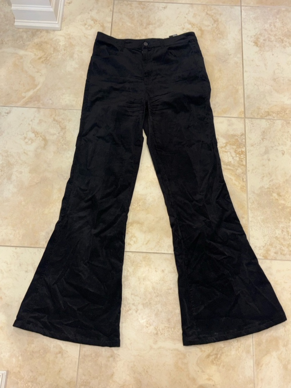 PAIGE Black Flare Corduroy Pants